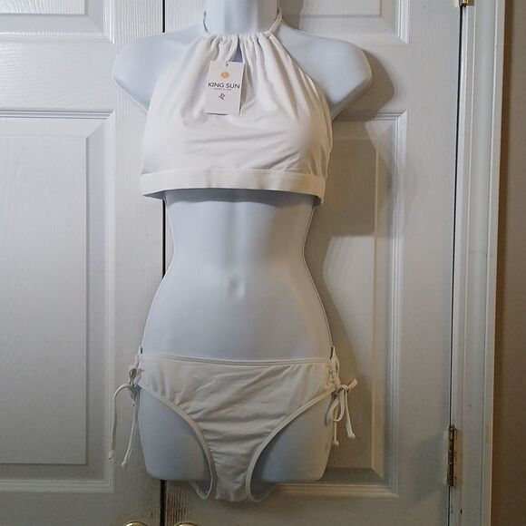 Women's Two Piece Padded Top Swimsuit Lace-up Triangle Bikini  Sz XL NWT - Picture 1 of 5